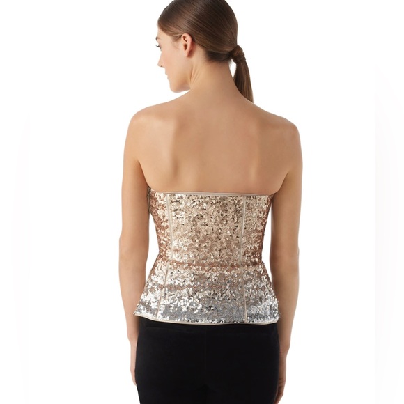 WHBM Ombre Sequin Bustier Mixed Metallic 00 - Picture 2 of 9